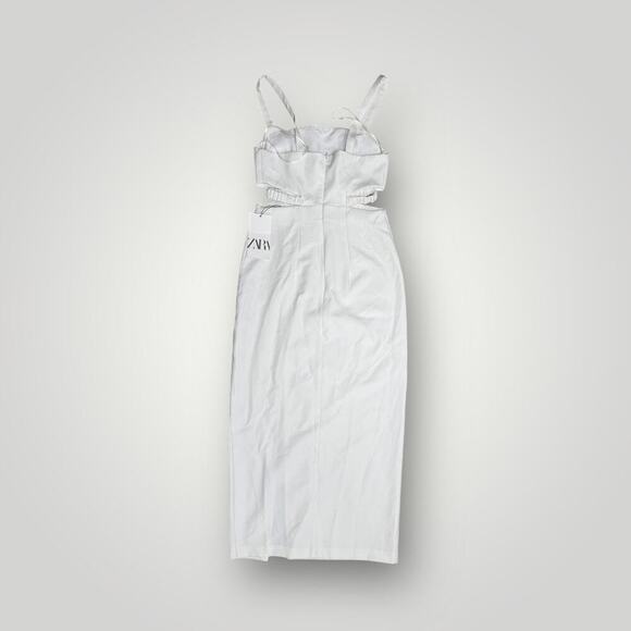 ZARA White Cutout Midi Dress - Size XS -New with Tags - Picture 2 of 6